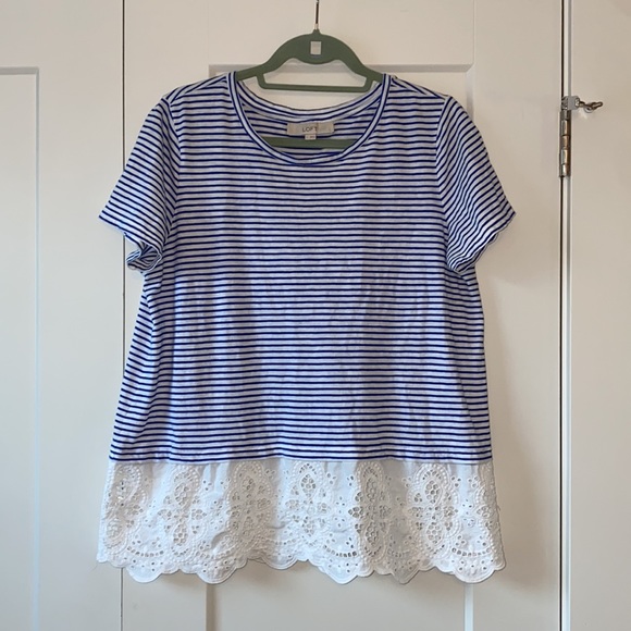 Striped lace hem tee - Picture 2 of 4